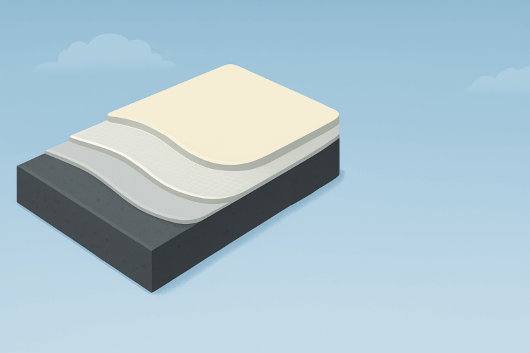 Illustration of 3-course roof coating layers without text on blue sky background